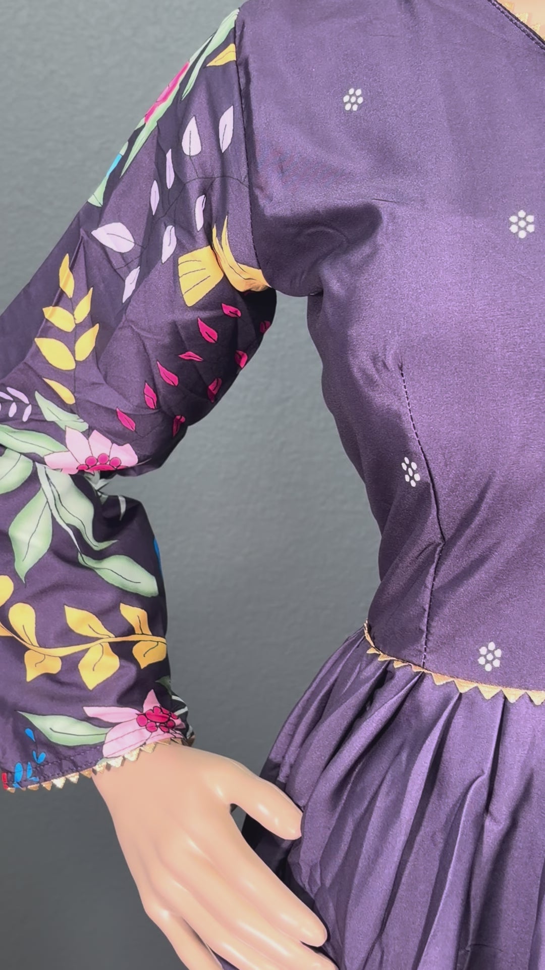 Purple Kalamkari - KALAMKARI Anarkali dress for women(M up to L)
