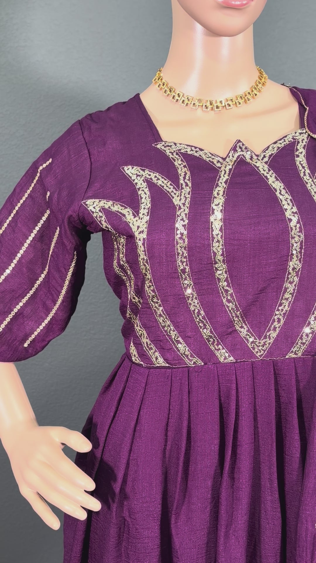 Lilac Lotus - Cotton Anarkali Gown with shawl for women (M up to L)