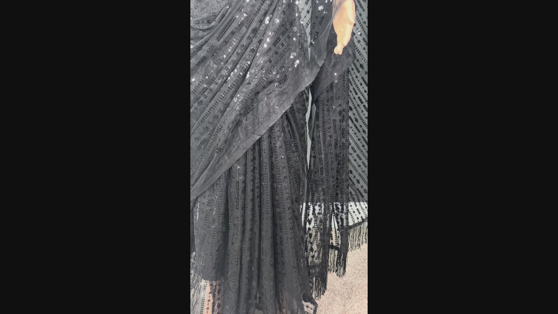 Starry Night Party Net - Black party wear net saree
