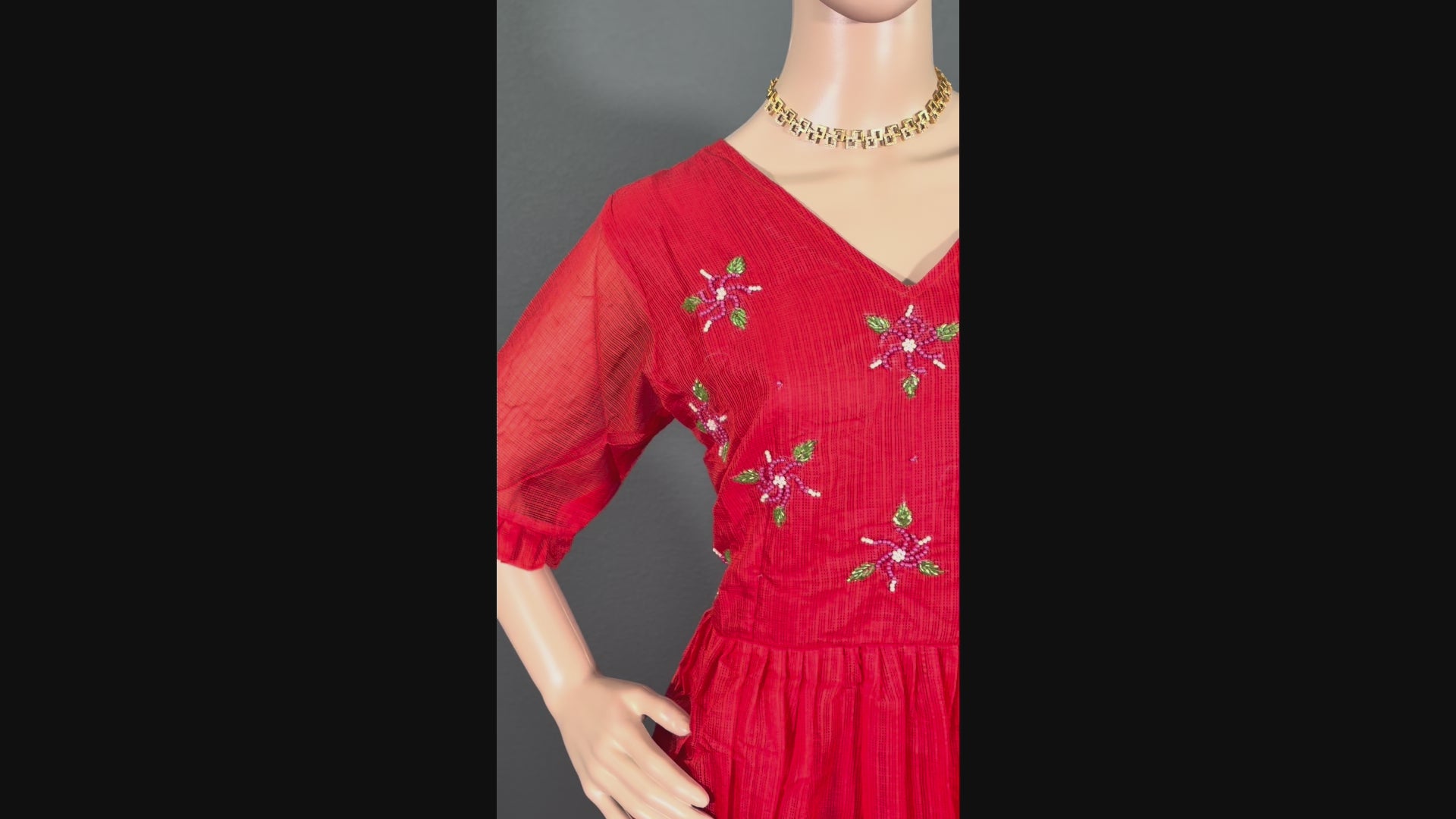 Red Velvet Breeze - Cotton Maxi Dress (L upto XL)