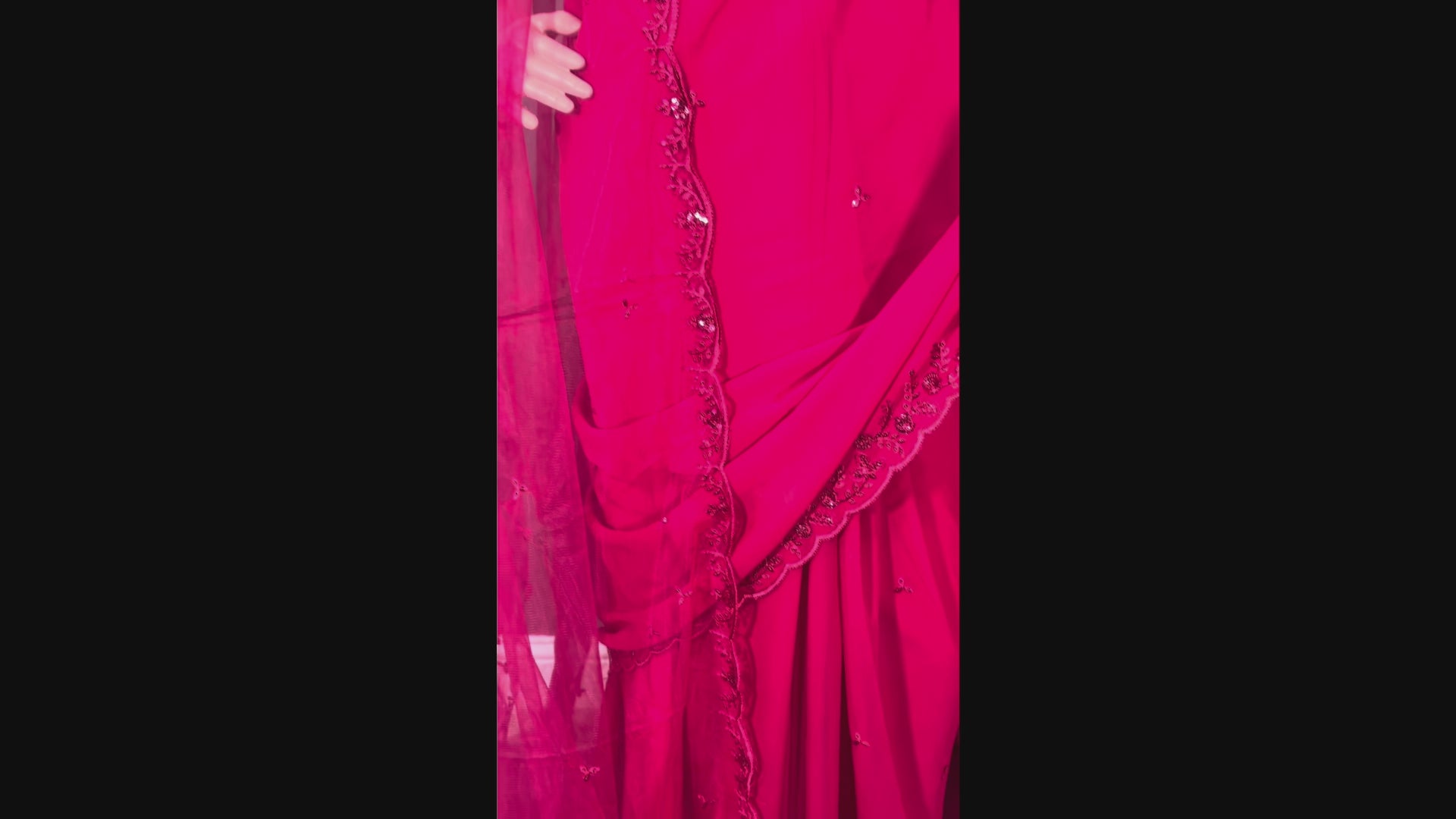 Empress Crimpson Saree - Party wear Dhuppatta Saree with blouse