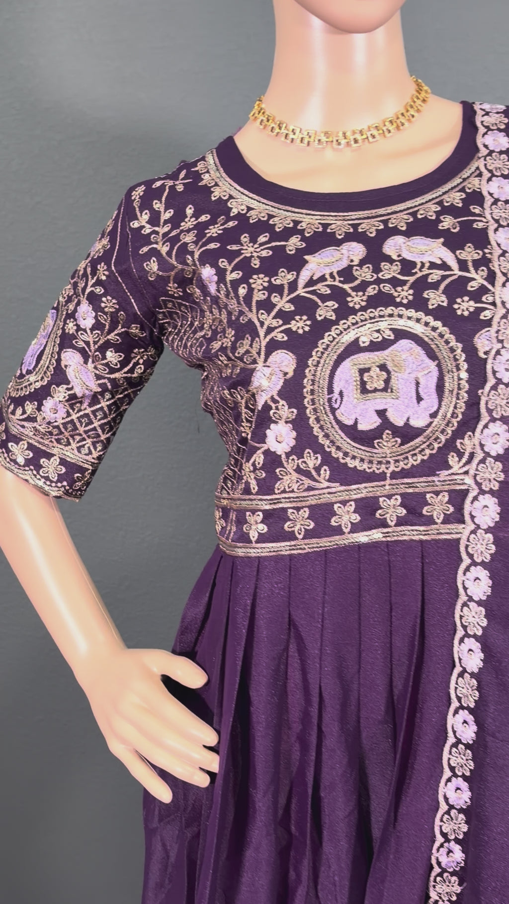 Violet Varnika - Purple Anarkali Gown with shawl for women (M up to L)
