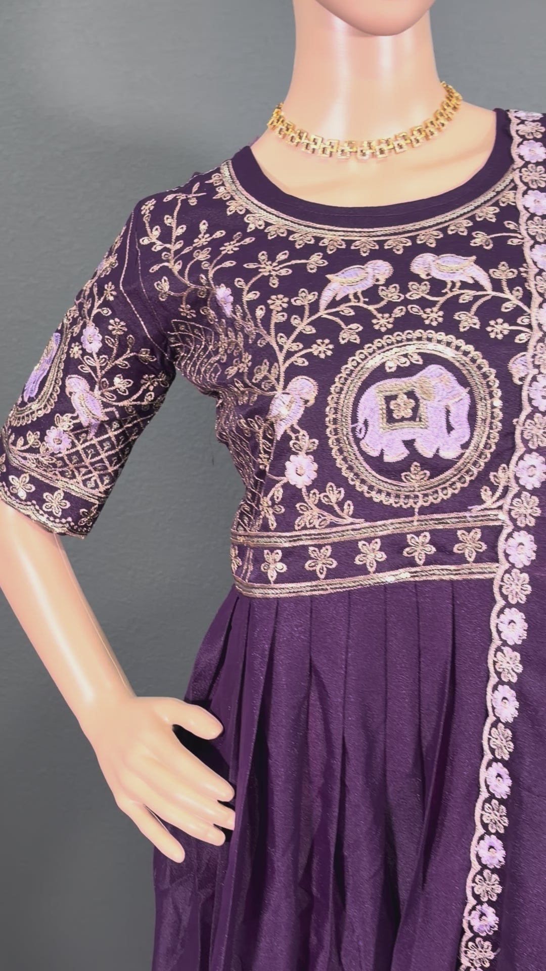 Violet Varnika - Purple Anarkali Gown with shawl for women (M up to L)