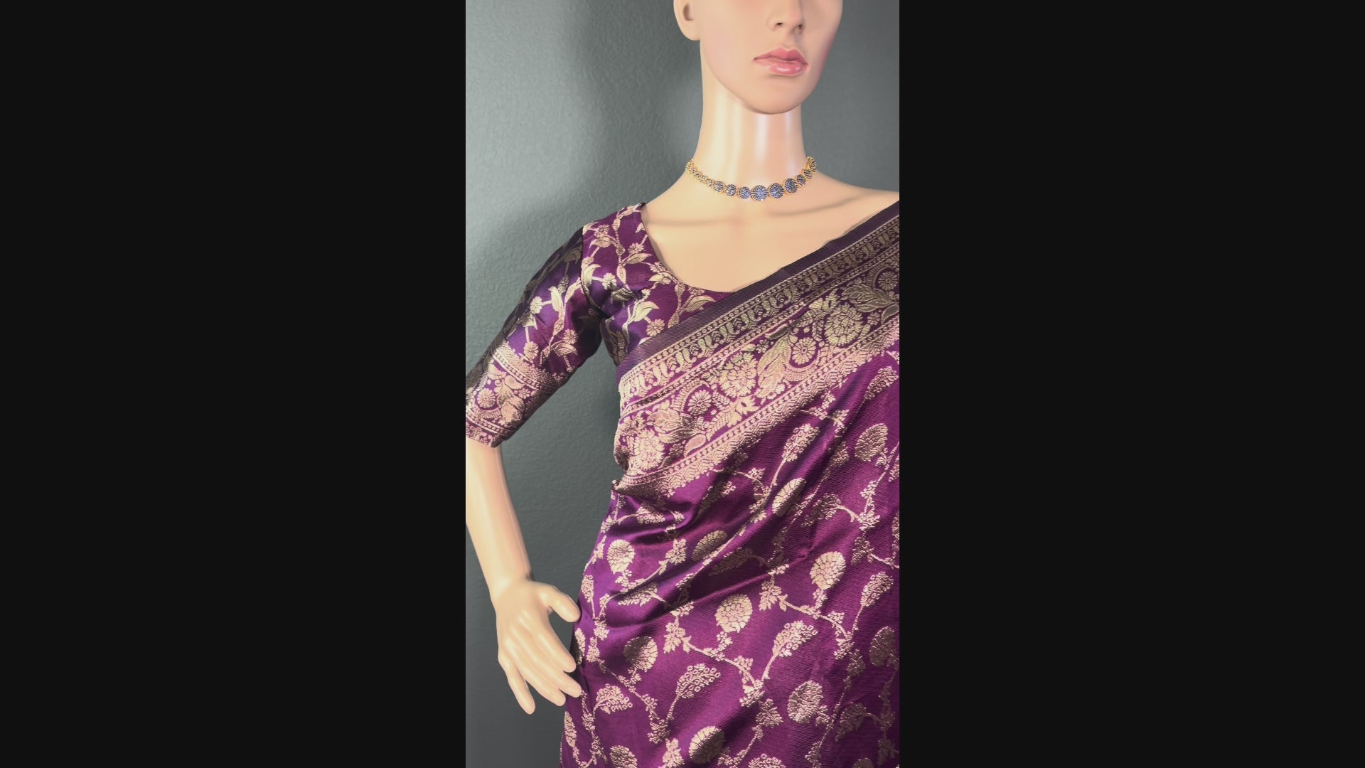 Plum Radiance wave - Rich Banaasi silk saree with blouse