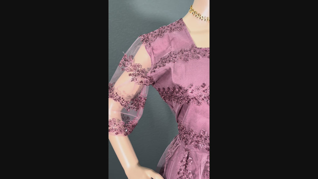 Dusty Rose Sparkle- Netted Maxi Dress (M up to L),(L up to XL)