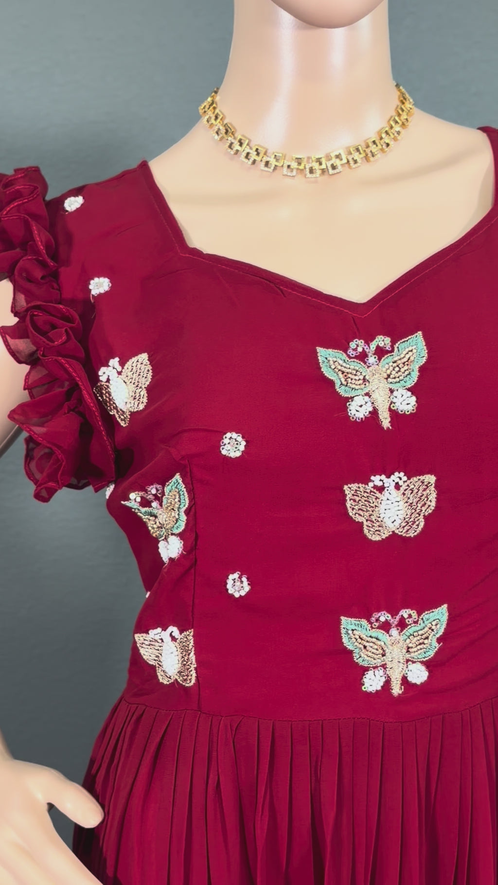 Cherry Babe - Puff Sleeve Maxi Dress for women,(M up to L)