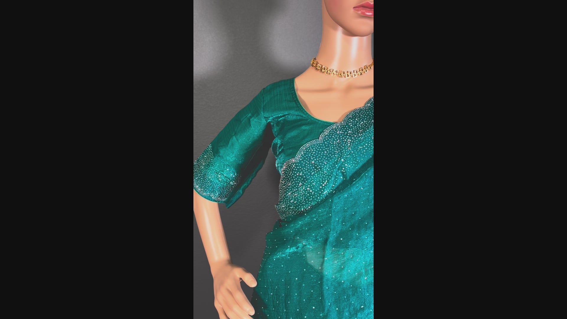Emerald Dream Glow - Green space silk saree