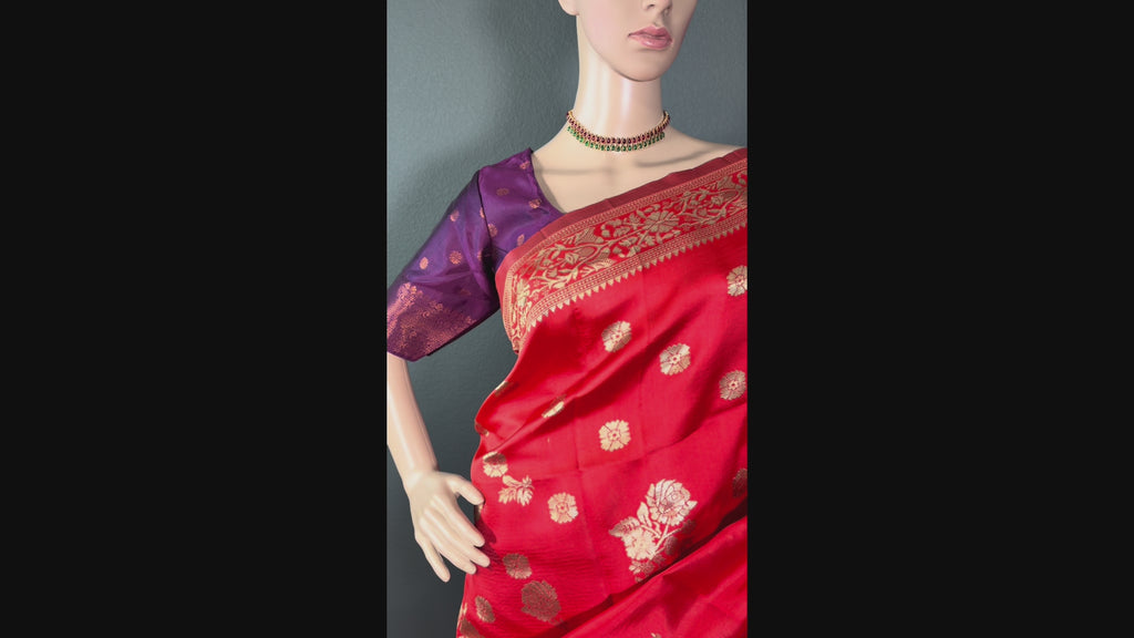 Ruby Bloom Chanderi Silk Saree