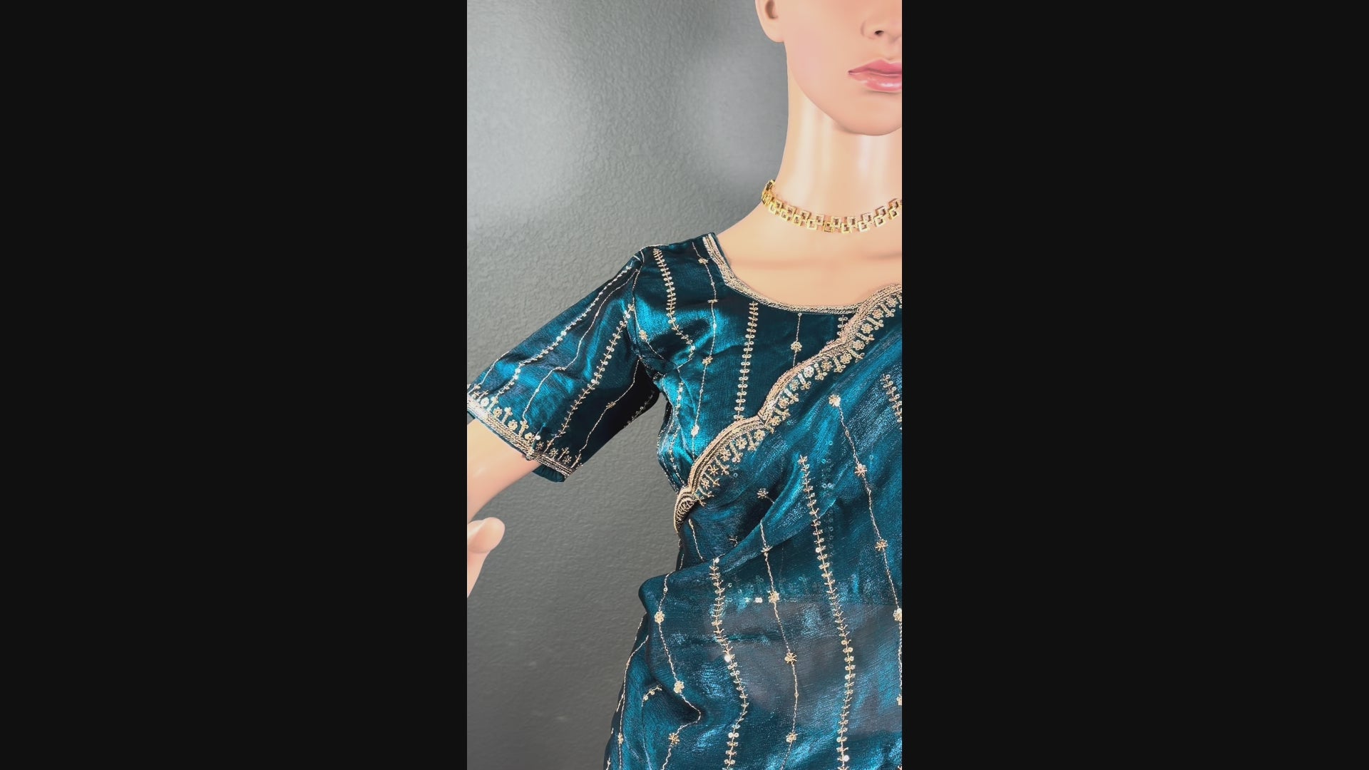Teal Mirage - Premium Space Silk saree