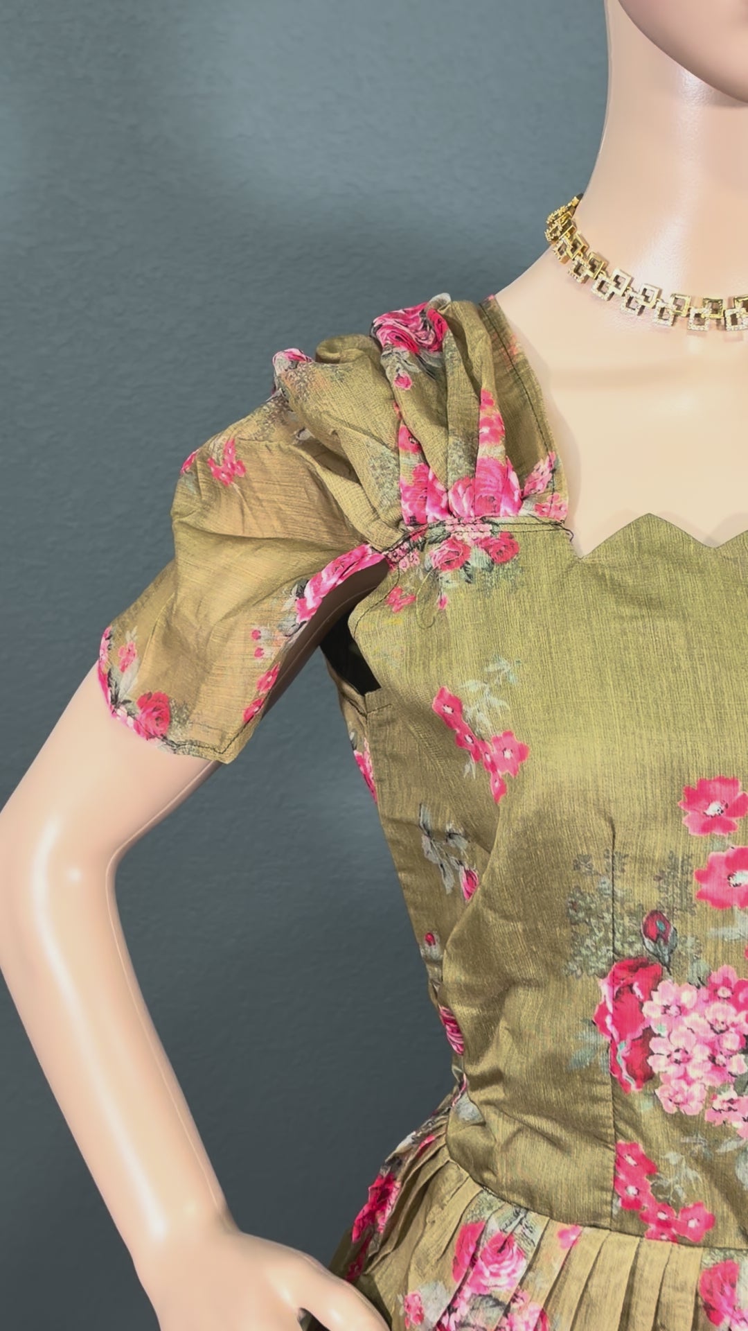 Olive Blossom Bliss - Puff Sleeve Maxi (XL up to XXL)