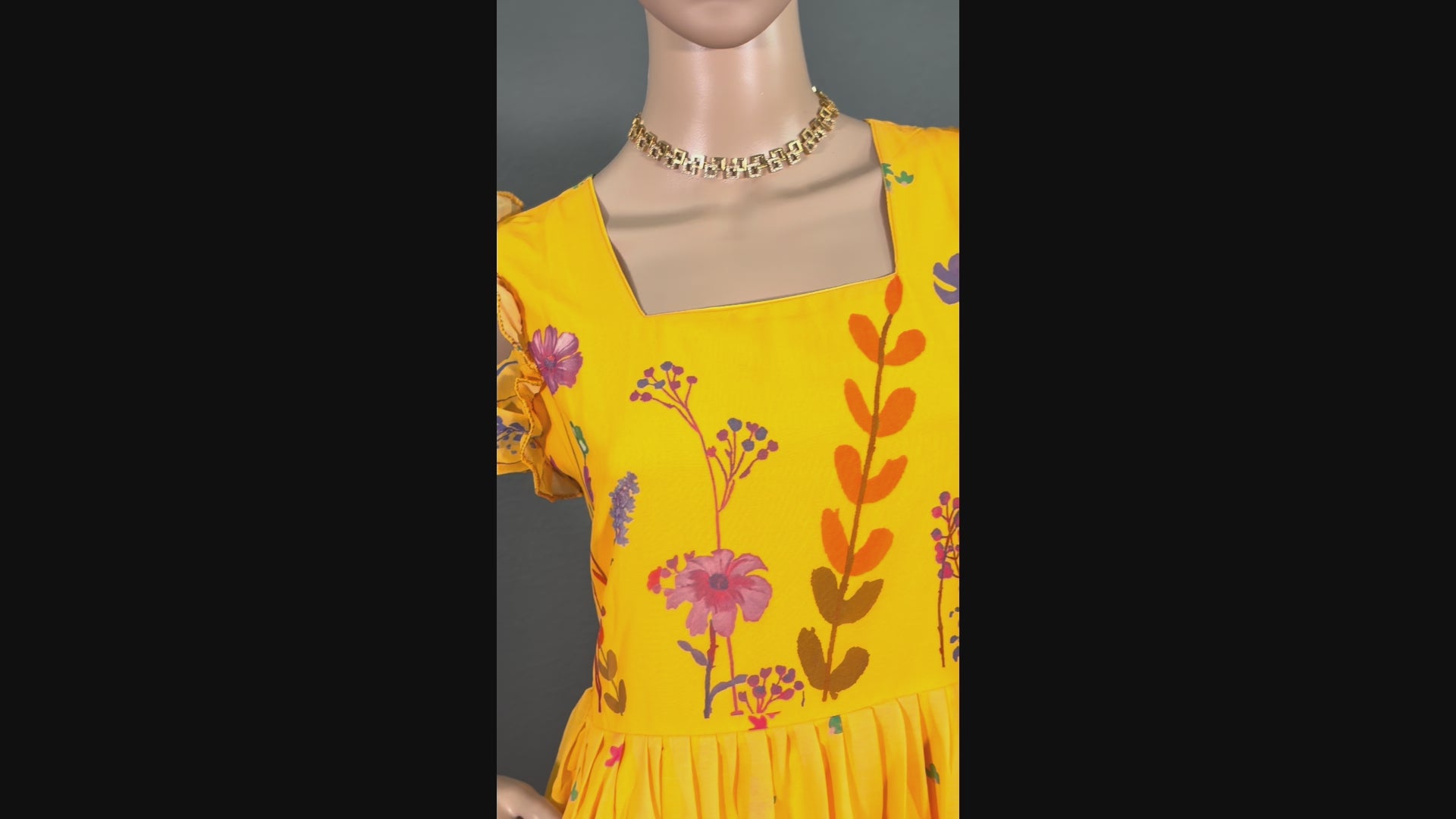 Sunflower Serenade - Yellow Georgette Maxi Dress (M up to L)